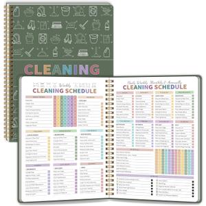 ADHD Cleaning Planner for Adults Women, Cleaning Schedule and Checklist Notebook, Daily Weekly Monthly Schedule Household Cleaning Checklist Planner, Green