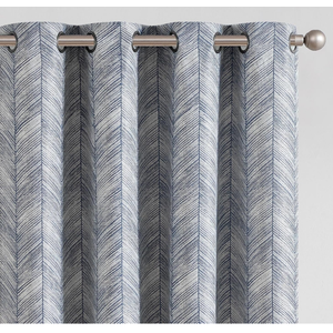 jinchan Blue Printed Curtains 84 Inch Length for Living Room Grommet Jacquard Curtains with Herringbone Pattern Modern Room Darkening Drapes Bedroom Window Curtain Set 2 Panels  50"W x 84"L 