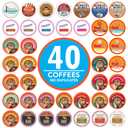 Crazy Cups Flavored Coffee Pods Variety Pack, Fully Compatible With All Keurig Flavored K Cups Brewers, Coffee Sampler, 40 Count (EXP 12/29/26)