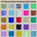 Nylon String for Bracelets, 25 Colors 1125 Yards Chinese Knotting Cord, 0.8 mm Nylon Cord for Jewelry Making, Beading, Necklaces, Kumihimo, Friendship Bracelets, Tassels and Craft