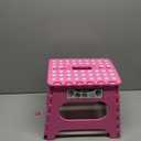 Delxo Folding Step Stool,11 Inch Non-Slip Foldable Step Stools for Kids and Adult,Portable Lightweight Small Folding Stool with Handle for Kitchen Bathroom in Pink,1 Pack