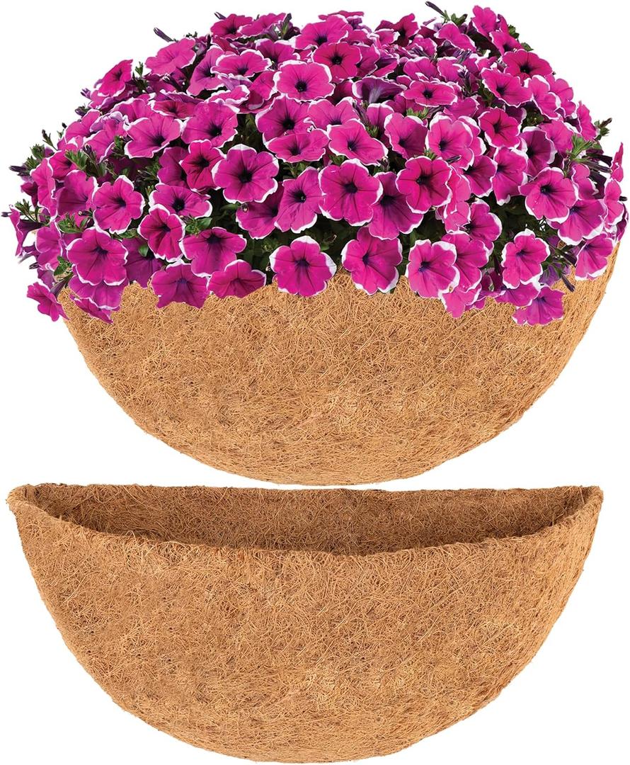 Y&M 2PCS 14" Half Round Coco Liner Pre-Formed Thick Replacement for 14''Wall Basket