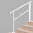 Hand Rails for Outdoor Steps,4 Step Stair Handrail & Indoor Stair Railing KitMetty Metal Railings for Outdoor Steps and Hand Rails for Seniors for Porch Railing (White-Straight)