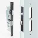 US Flat Slot Storm Door Mortise Lock Body Fits for Larson Screen Away Doors, 5/16" Square Spindle Hub, 2-1/2" Handle PZ, 7/8" Backset, 7" Faceplate H.C., Non-Handed, Matte Black