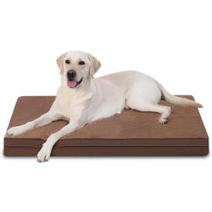 Waterproof XL Dog Beds Large Sized Dog, Orthopedic Washable Crate Pad 42 inch, Extra Large Foam Pet Bed with Removable Cover Reversible, XLarge Durable Anti-Slip Kennel Pad, 41"x27", Brown