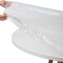 Walrus Clear Round Vinyl Fitted Tablecloth Waterproof Oilcloth Heavy Duty Elasticized Table Cover Elastic Edge Design Plastic Tablecloth Protector for Round Table