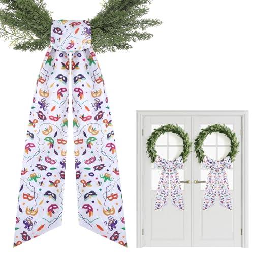 PartyforU Wreath Sash - 2 Pcs Colorful Sashes for Wreaths for Front Door Doorway Yard Wall, 60 Inch Wreath Sash for Holiday Party Home Decor Indoor Outdoor