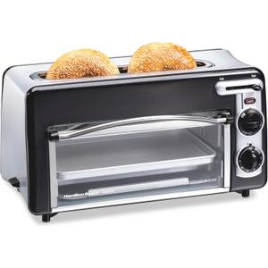 Hamilton Beach 2-in-1 Countertop Toaster Oven & Long Slot 2 Slice Toaster, Compact Retro Design,