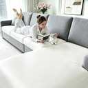 Leather Individual Couch Cushion Covers Waterproof Wear-Resistant Sofa Seat Slipcovers for Living Room, Pet Friendly Stretch Loveseat Cushion Covers for Sectional Sofa(2 Pcs, White)