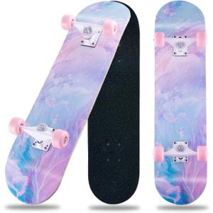 Skateboard,31 x 8 inch Complete Skateboards for Beginners,8 Layer Maple Concave Cruiser Trick Skate Board for Kids,Teens,Adults, Standard Skateboard