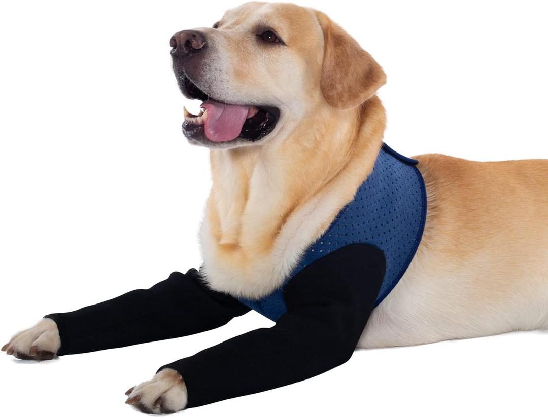 Coodeo Dog Recovery Sleeves, Cone Collar Alternative, Abrasion Resistant Dog Recovery Suit, Washable 2.5mm Thick and Waterproof, Pet Wounds Prevent Licking, Biting (Blue, 2XL)