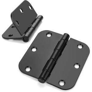 Haidms 24 Pack Matte Black Door Hinges No Squeak 3.5 Inch Interior Door Hinges Rounded with 5/8" Radius Corner Removable Pin
