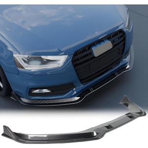 Front Bumper Lip Splitter Spoiler Fit for Audi S5/ A5 S-Line/ A5 B8 B8.5 2008-2017 + S4/ A4 S-Line/ A4 B8 B8.5 2008-2016, Carbon Fiber Style Coating 3pcs Accessories Air Chin Body Kit