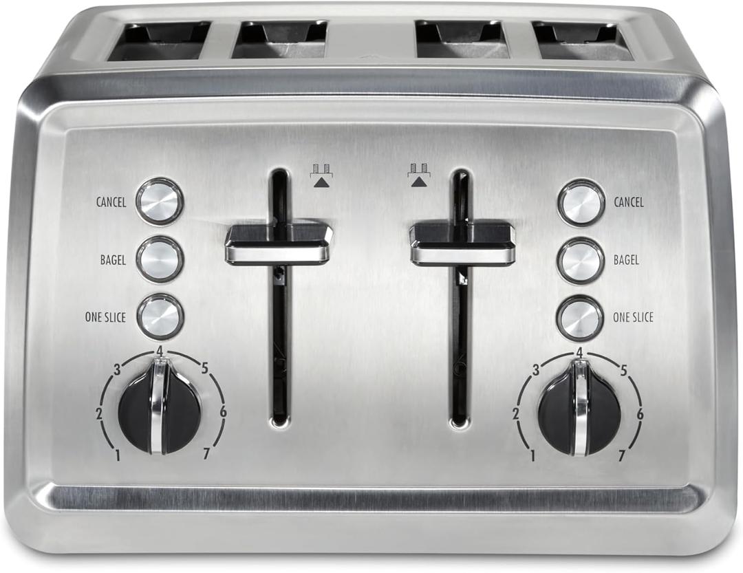 Hamilton Beach 4 Slice Toaster with Extra-Wide Slots, Bagel Setting, Toast Boost, Slide-Out Crumb Tray, Auto-Shutoff & Cancel Button, Stainless Steel (24798)