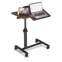 JXINONT Mobile Laptop Stand for Couch Overbed Table with Wheels Adjustable Height Tilting Sofa Laptop Bed Table Rolling Cart Medical Overbed Table (Brown)