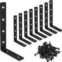 LuckIn 8 Pack Shelf Bracket, 5" x 3" L Brackets for Shelves, Heavy Duty Stainless Steel Angle Bracket Corner Brace, with Enough Screws & Anchors