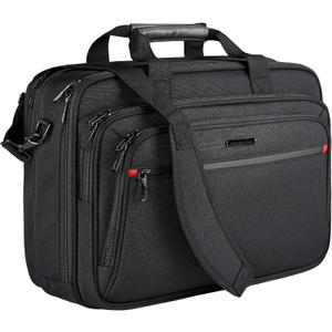 VANKEAN Laptop Briefcase for Men Women, Fits Up to 17.3 Inch Laptop Expandable Premium Laptop Shoulder Bag Water-Repellent Messenger Bag Computer Bag for Travel/Business-Black