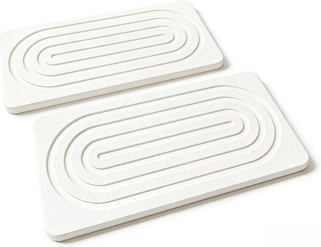 2Pack Water Absorbing Stone Tray,Instant Dry Sink Tray Quick Drying Diatomite Bathroom Tray Countertop, Stone Drying Mat for Kitchen Counter Coasters, Soap Dish Holder(8.3"x 4")