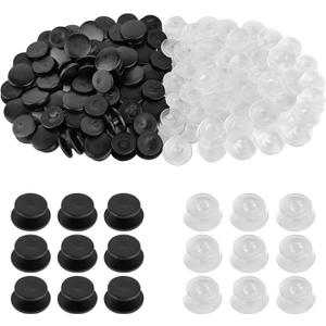 100 Pcs Buckle Plastic Button, 0.45 Inch Clear Black Plastic Buttons for DIY Shoe Back Decoration Shoe Decoration Accessories Wristband Charms DIY