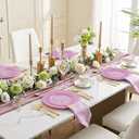 Tinybee 60PCS Light Purple Plastic Plates - Heavy Duty Purple Disposable Plates with A Pink Hue, Elegant Plastic Plates for Wedding and Party Including 30 Dinner Plates 10'' & 30 Dessert Plates 7.5''