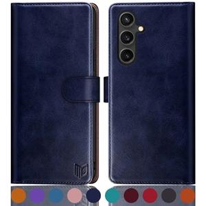 SUANPOT for Samsung Galaxy S24 FE Wallet case with RFID Blocking Credit Card Holder,Flip Book PU Leather Protective Cover Women Men for Samsung S24 FE Phone case Blue