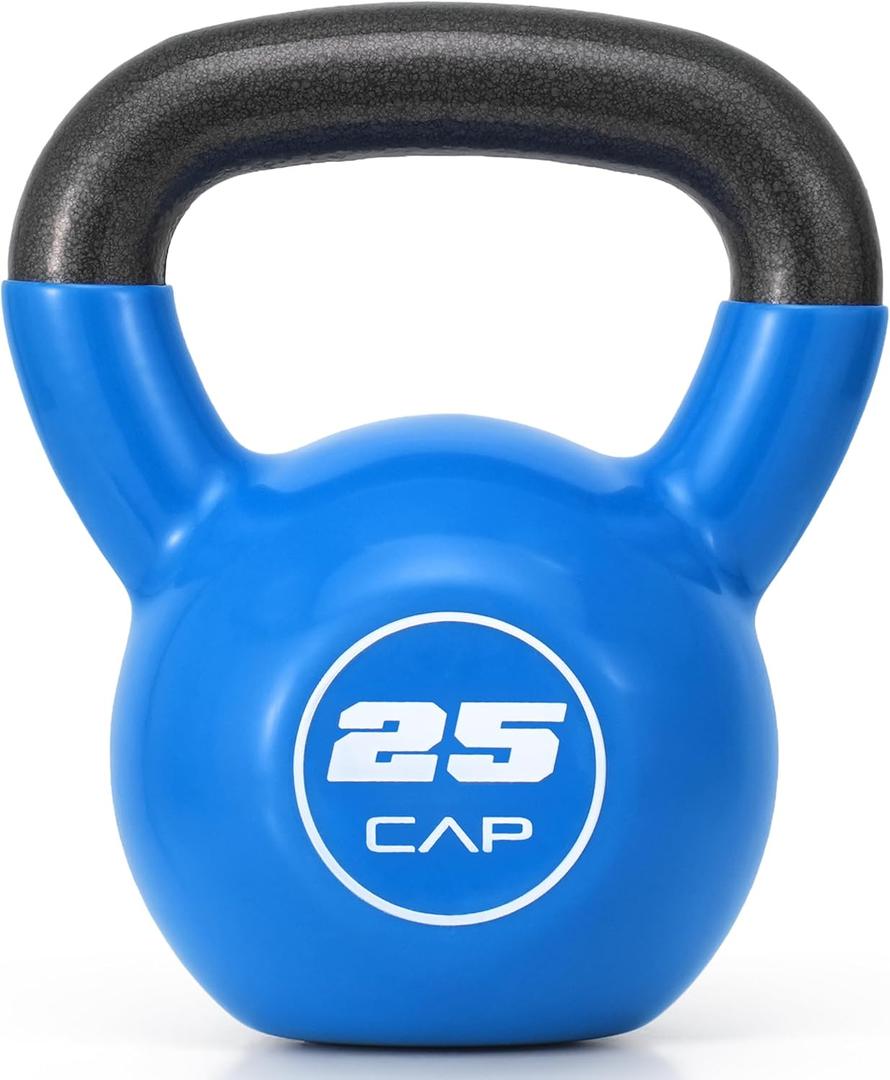 CAP Vinyl Coated Cast Iron Kettlebell, 25LB Home Gym Weight