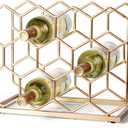 14 Bottle Countertop Wine Rack - Freestanding Modern Gold Metal Wine Rack - Tabletop Wine Holder Stand for Cabinet, Pantry, Wine Bottle Storage