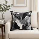 Luxury Black and White Velvet Throw Pillow Cover 18x18 Inch, Soft Abstract Decorative Cushion Cover for Sofa, Bed, or Living Room