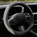 OURTIME Faux Suede Car Steering Wheel Cover, Universal 15 inch, Anti-Slip, Comfortable, Soft, Microfiber Breathable Suede Fabric, Warm Velvet Steering Wheel Cover Winter (Gray with Silver)