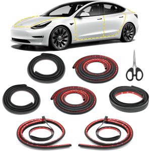 Car Weather Stripping for Tesla Model 3, Soundproof Seal for Wind Noise Reduction, Door & Trunk & A/B Pillar Rubber Seals