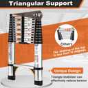Telescoping Ladder, SocTone 12.5 FT Aluminum Lightweight Extension Ladder with 2 Triangle Stabilizers, Heavy Duty 250lbs Max Capacity, Multi-Purpose Collapsible Ladder for RV or Outdoor Work