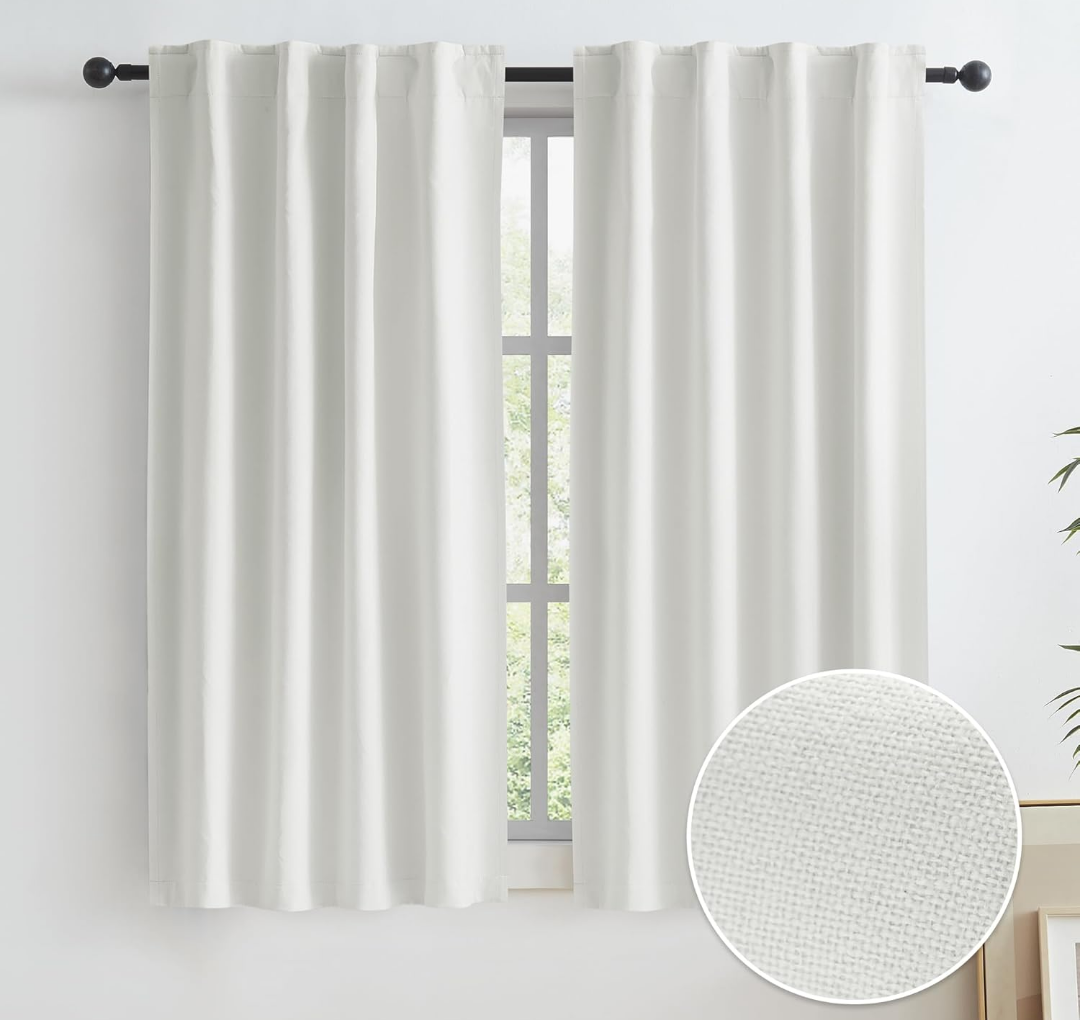 KEQIAOSUOCAI Cream White Blackout Curtains for Small Windows Short 100% Room Darkening Sound Dampening Thermal Insulated Shades Blinds for Bedroom 34 Inch Wides x 25 Inch Long 2 Pcs Back Tab KEQIAOSUOCAI Cream White Blackout Curtains for Small Windows Short 100% Room Darkening Sound Dampening Thermal Insulated Shades Blinds for Bedroom 34 Inch Wides x 25 Inch Long 2 Pcs Back Tab