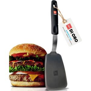 DI ORO Silicone Turner Spatula - Kitchen Spatulas for Nonstick Cookware - Flexible & Thin Cooking Turner for Flipping Pancakes & Eggs - 600F High Heat-Resistant & BPA Free - Dishwasher Safe (Black)