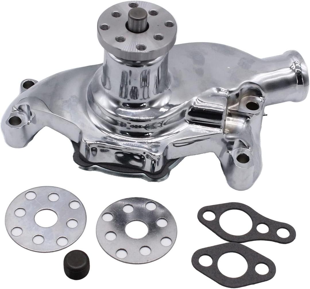 Short Water Pump Satin Aluminum High Volume Chrome Aluminum fit SB Chevy SBC 283 327 350 383 400