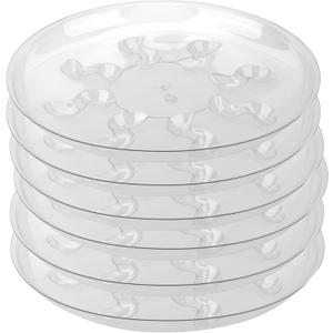 6 Pack Clear PET Plant Drip Tray Plastic Heavy Duty Plant Saucer Drip Trays for pots,Plate Water Catcher, Plant Drainage Tray (14")