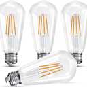 Jensense Edison LED Light Bulbs E26 Bulb 60 watt Equivalent Dimmable Light Bulbs 2700K Warm Soft White Vintage 7W Edison Bulbs 110V 120V 800 Lumen CRI90, 4 Pack