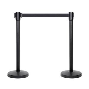 Amazon Basics Premium Crowd Control Stanchions with Easy Assembly, 6.5 foot Sturdy Retractable Belts, Black, Pack of 2