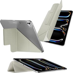 MAGEASY Case for iPad Pro 11" - Folio Case with Multi-fold, Multi-Angle Stand, Apple Pencil Holder, Stain-Resistant, Compatible with iPad Pro 11'' (2024, M4) - Facet | Gray Starlight