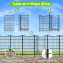 INJOPEXI Decorative Garden Fence 12 Panels 26ft(L)42in(H) Metal Garden Fences with 11 Panels + 1 Gate, Animal Barrier Rabbit Fence Rustproof Wire Temporary Dog Fencing Outdoor for Backyard Lawn