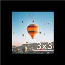 3x3 Picture Frame Black for Tabletop, 3 x 3 Square Photo Frame with Shatter Resistant Plexiglass, Sturdy 3 by 3 Poster Frame, Black