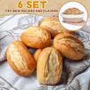 6 Set Mini Banneton Bread Proofing Basket Natural Cotton Rope Proofing Bowls Kit with Cloth Liner Small Sourdough Bread Baking Supplies for Home Baking (Brown,6.9 x 4.53 x 2.36 Inches)