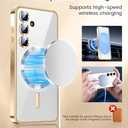 Slim Thin for Samsung Galaxy S25 Case, Compatible with MagSafe, Built-in Camera Lens Protector, Shockproof Protective Phone Case, Soft Electroplated Clear Phone Cover, Gold