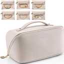 Vlando Travel Makeup Bag PU Leather Waterproof Cosmetic Bag with 6 zipper Jewelry Storage Bag for Women,Girls