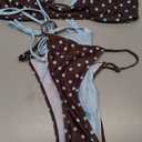 SOLY HUX Women's Polka Dots Bikini Set String Swimsuit Colorblock Dual Straps Halter Tie Side 2 Piece Bathing Suit, Medium 