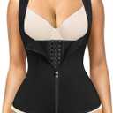 Nebility Waist Trainer for Women Corset Shapewear with Zipper Women's Waist Cincher Tank Top(Black Vest, Large)