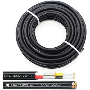 26AWG UL2464 Power Cable Stranded Electrical Wire Flexible LED Red & Black & Yellow & White 4 Conductors 25ft