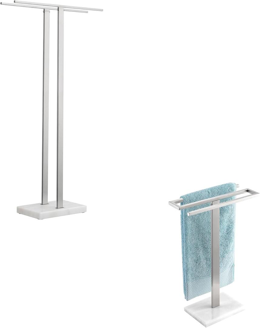 KES Standing Towel Rack 37" H Bathroom Towel Rack Stand & KES Countertop S-Shape Towel Rack, BTH229-2+BTH223-2