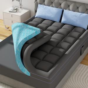 ABENE 3 Inch Dual Layer King Memory Foam Mattress Topper, 2 Inch Memory Foam Plus 1 Inch Down Alternative Pillowtop Mattress Pad with Deep Pocket, Soft Support for Pressure Relief, Gray