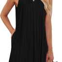 MISFAY Swimsuit Cover Up for Women 2026 Beach Dress Sleeveless Floral Summer Sundress (Black, S)