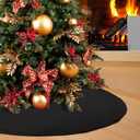 Black Christmas Tree Skirt 36 inches Small Double Layers Soft Burlap Tree Skirt for Christmas Halloween Holiday Home Decorations